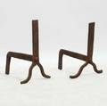 A Pair of Early American Hand Forged Iron Andirons