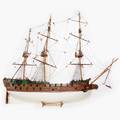 A Scandinavian Painted Wooden Galleon Ship Model