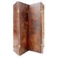 A Four Panel Brown Leather Screen