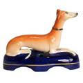 An English Victorian Staffordshire Pottery Whippet Dog Inkwell