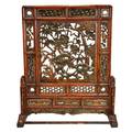 A Chinese Pierced Lacquer Table Screen