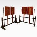 A Set of Four Chinese Red Lacquer Processional Signs on Stands