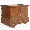 An IndoPortuguese Teak Coffer Chest on Wheels