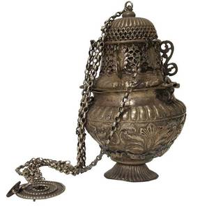 A Rare IndoPortuguese Silver Repouss Thurible
