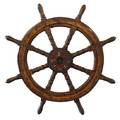 A Chinese Painted and Metal Mounted Wood Ships Wheel