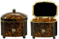 208 Antique Tortoise Shell Tea Caddy