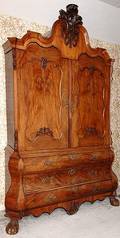 205 18th Cent Dutch Baroque Bombe Two Door Cabinet