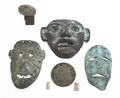 A Group of Three PreColumbian Style Metal Masks