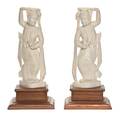 A Pair of Burmese Carved Ivory Figures