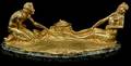 138 Gilt Bronze Inkwell on Chipolino Marble Base