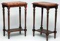 207 Pair of Marble Top 2 Tier Tables