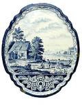 176 19th C Delft Large Scenic Porcelain Plaque