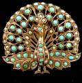 147 Antique Gold Peacock Brooch