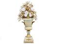 87 Metal Painted Campagna Urn with Porcelain Flowers