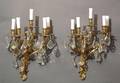 161 Pair Brass Rococo Style 5 Candle Wall Sconces