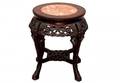 156 Chinese Carved Teakwood Marble Inset Taboret