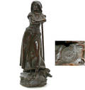 208 French Bronze Patinated Peasant Lady Sculpture