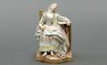 205 Meissen Porcelain Lady in Chair Figurine