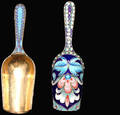 215 Two Russian Niello Enamel Nut Scoops