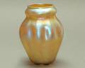 262 Tiffany Melon Shaped gold Iridescent Glass Vase