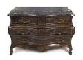 A Regence Bombe Oak and Walnut Commode