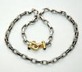 193 18kt Italian White Gold Link Chain Sapphire Clasp