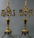 182 Pair of Bronze Dore Jester 19th Cent Candelabras