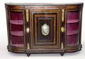 130 Finely Veneered Antique French Curved Glass Cabine