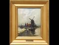 123 Arthur V Deihl Dutch Scene with Windmills Oil on B