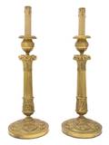 A Pair of Neoclassical Gilt Bronze Candlestick Lamps Louchet