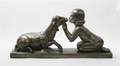 A French Art Deco Style Silvered Bronze Figural Group