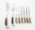 An English Silverplate and Antler Fish Service