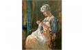162 Matilda Brown18691954 Lady Sewing Oil on Board