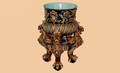 91 Late 19th  20th C Majolica Jardinire on Stand