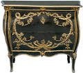 83 18th C Swedish Black Lacquered Bombe Commode