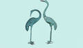 286 Two Bronze Cranes with Verdigres Finish