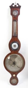 An English Mahogany Wheel Barometer A Vanini