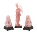 A Group of Chinese Rose Quartz Figures