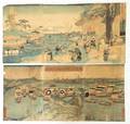 Two Japanese Woodblock Print Triptychs