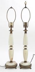 A Pair of Onyx and Gilt Metal Table Lamps