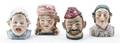 Four Ceramic Figural Tobacco Jars