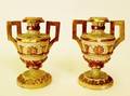 Pair of Italian Carved Painted  Gilt Wood Urns