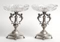 224A Pr Continental Sterling Cut Crystal Tazza Compote
