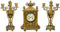 218 Tiffany 3 Piece Clock Garniture