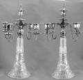 277 19 C Pair SilverPlate and Cut Glass Candelabras