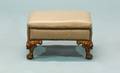 86 French Giltwood Upholstered Carved Paw Feet Bench