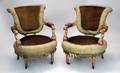 181 Pair French Giltwood Carved Armchairs C 1850