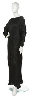 A Mariano Fortuny Black Silk Delphos Gown