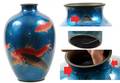 156 Japanese Cloisonn KOI Vase by Nam Kawa