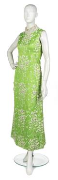 A George Halley Lime Green Sheath Evening Gown